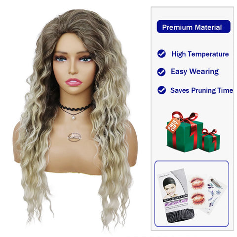 Ash Blonde Human Hair Wig for Women - Long, Curly, and Flawlessly Fluffy, Perfect for Costume Parties and Carnival Celebrations