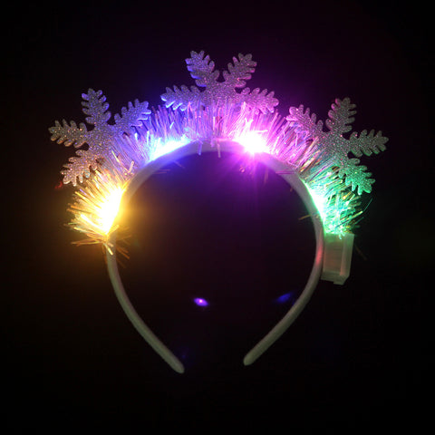 Christmas Hair Band Glowing Headband Xmas Tree Snowflake Hair Band Deer Horn Light Flashing Headwear Merry Christmas Gift