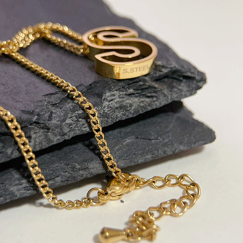 Fashion Titanium Steel Monogram Necklace