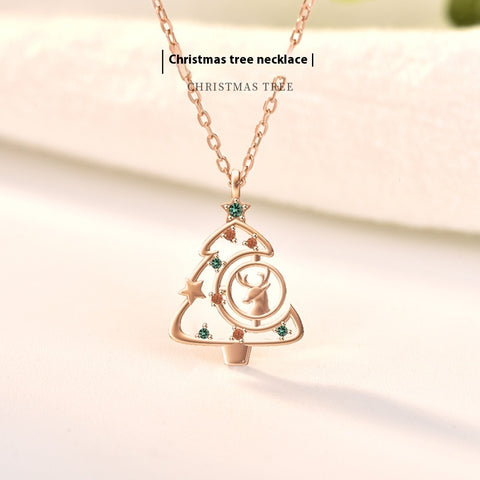 Christmas Tree Necklace Fashion Ins Style Zircon Clavicle Chain Women's Jewelry