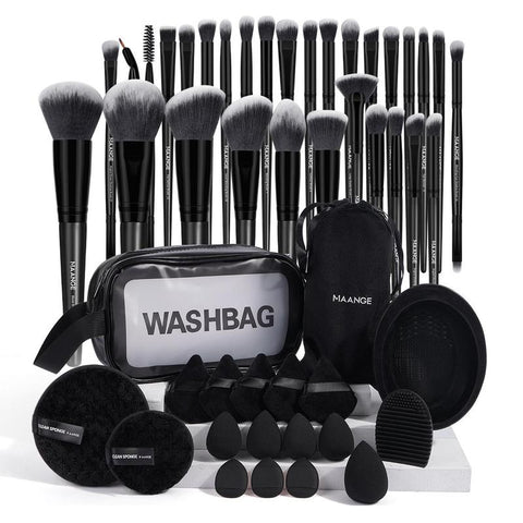 Makeup Tool Set, 49Pcs/Set Makeup Tools with Storage Bag, Soft Makeup Brushes, Beauty Sponges, Powder Puffs, Face Wash Puffs, Brush Cleaner Mat & Makeup Bag, Multifunctional Makeup Tool Kit, Fall Gift, Fall Sets