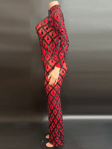 Sophisticated High-Neck Red Evening Gown - Perfect for Parties, Clubs, and Formal Affairs