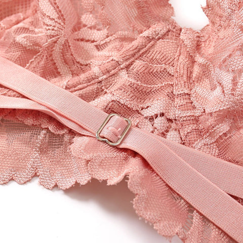Premium Lace Embroidery Bra Set - Push-Up Brassiere & Ultra-Thin Underwear