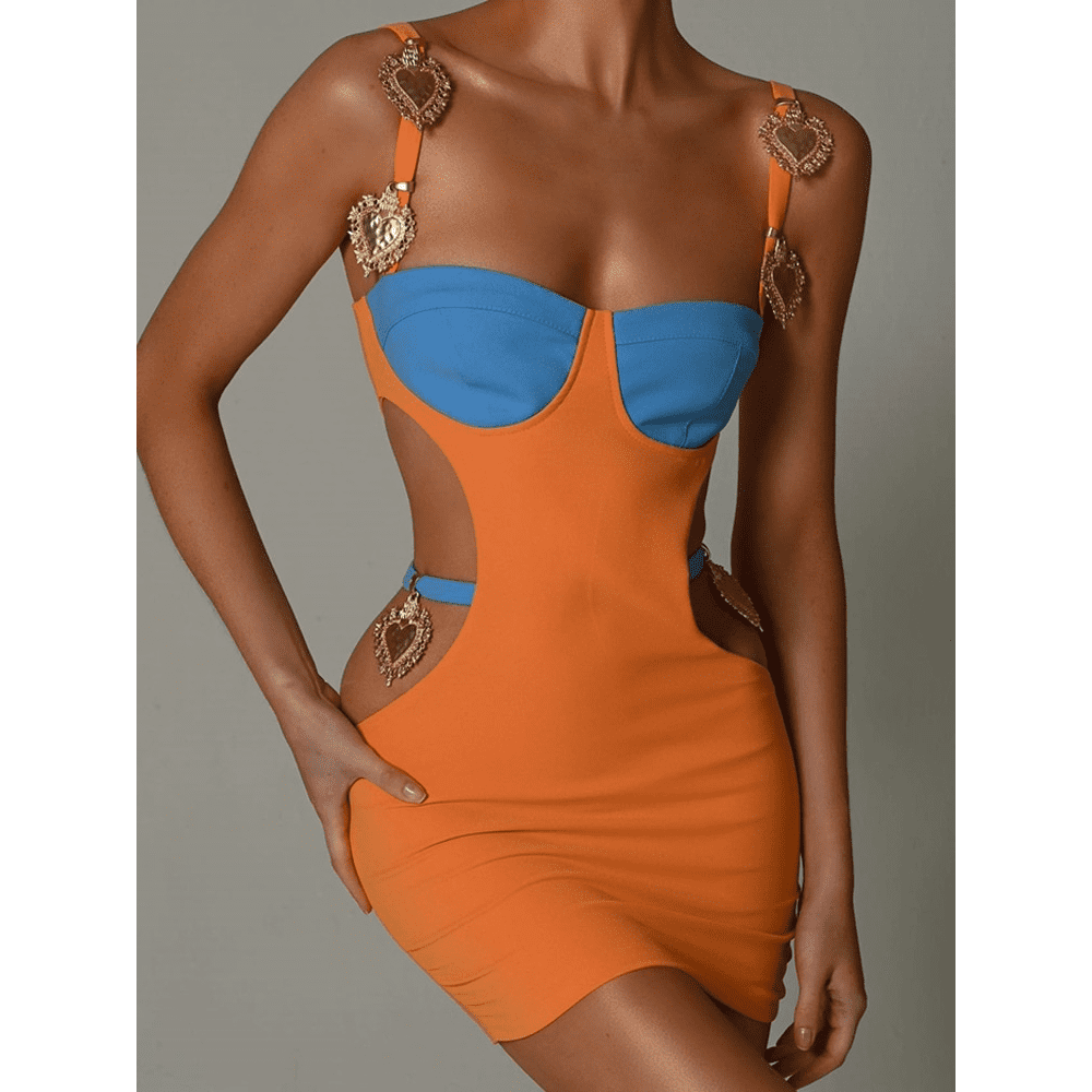 Mini Dress Women, Elegant Spaghetti Strap Zipper Bodycon Party Dress - 28Swim