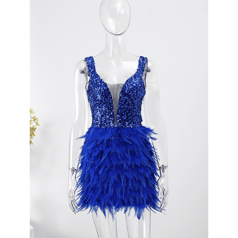 Sequin Feathers Mini Skirt Dress: A Glamorous and Luxurious Choice for 2023