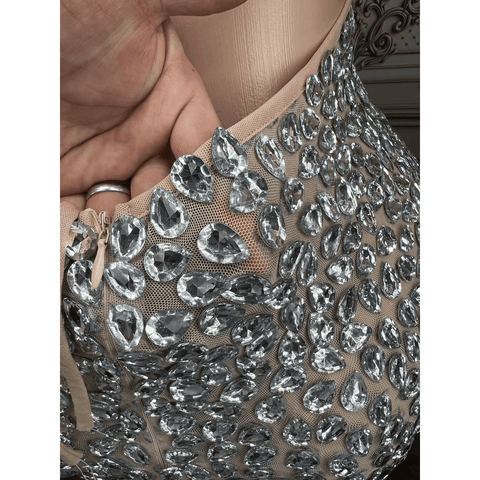 Full Silver Big Rhinestones Bright Bra MINI Dress for Every Birthday Celebrate Performance