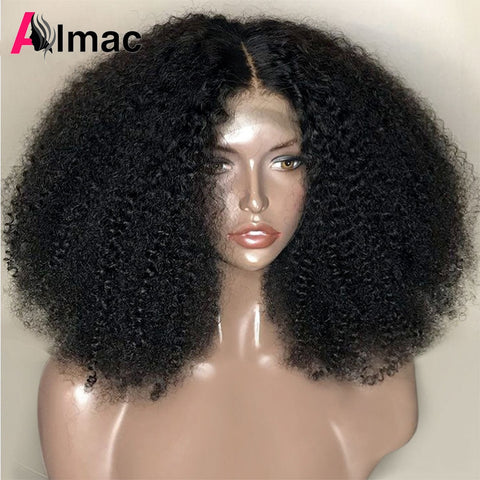 Density Afro Kinky Curly Lace Front Wig - Indian Remy