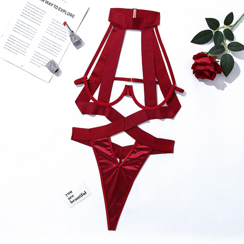 Sexy Bandage Bodysuit - Women's Halter Sensual Lingerie