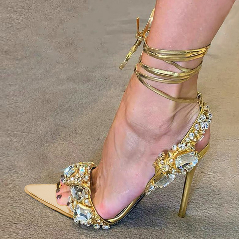 Strut In Style with Sexy Ankle Strap Golden Sandals